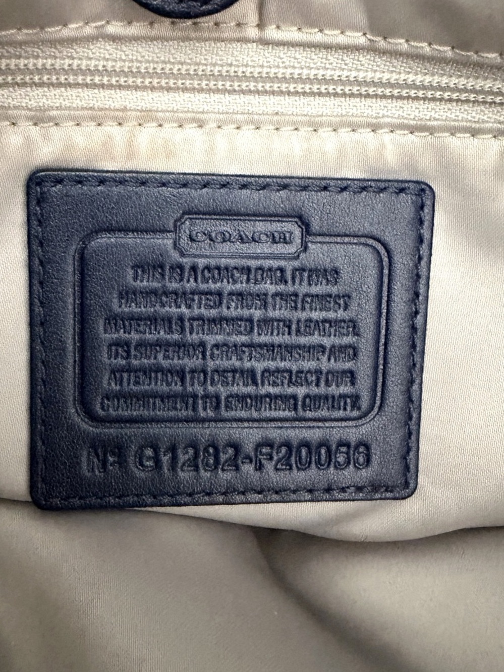 Coach Navy Quilted Signature Circle Tote with Silver Hardware - Picture 8 of 9